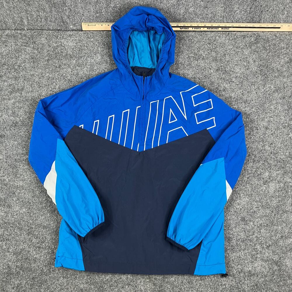 American Eagle Jacket Mens M Blue Colorblock Pullover Hooded Windbreaker